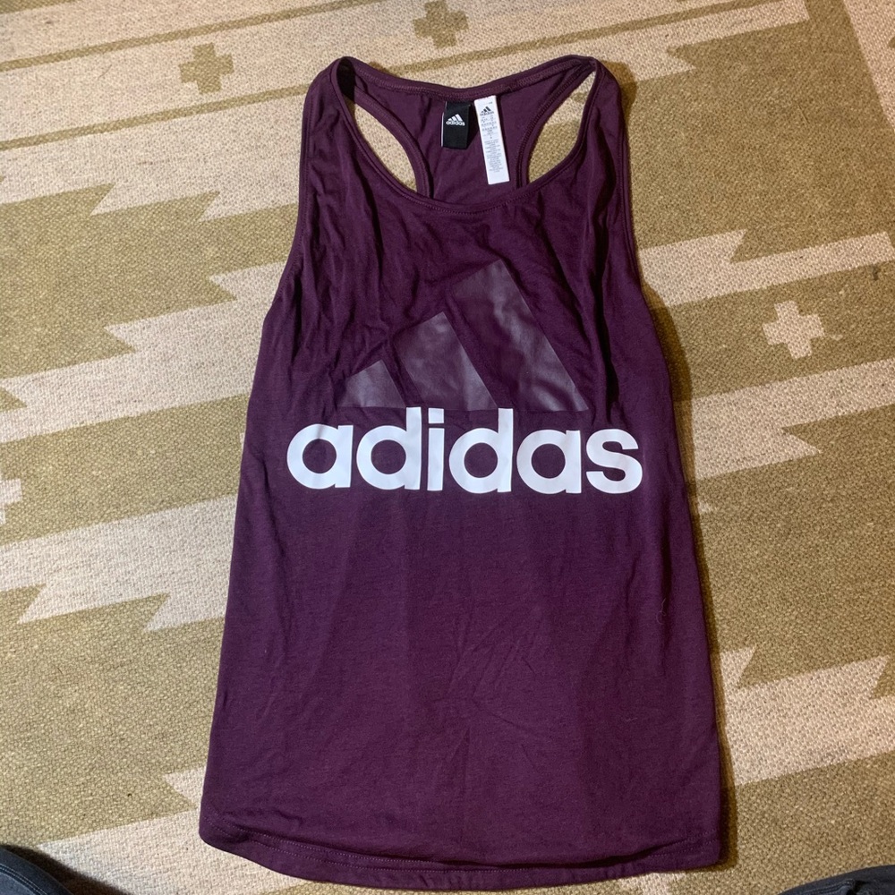 Adidas purple berry tank top 3 stripe logo